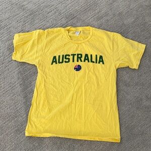 Australia Graphic Tee - Yellow with Green Text Adult Sz Small